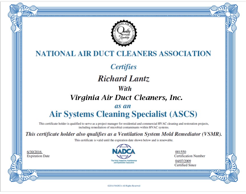 Nadca certified deals air duct cleaning